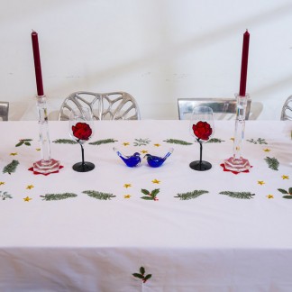 Christmas rectangle table cloth included with 8 napkins- Pine tree (size 200x150 cm)